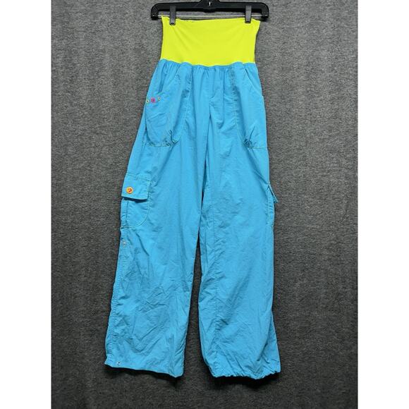 Zumba Pants Womens Medium Blue Cargo Pocket Lightweight Joggers (read) - Picture 1 of 7